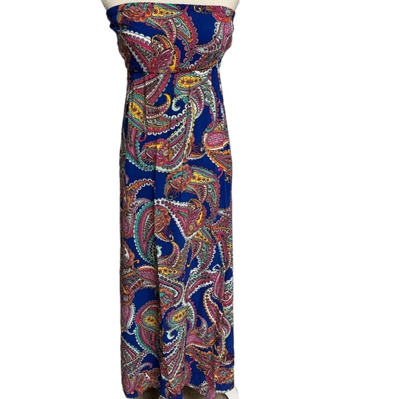 Banana Republic Strapless Ladies Modest Paisley Maxi Dress Size 4 EUC - Picture 2 of 14